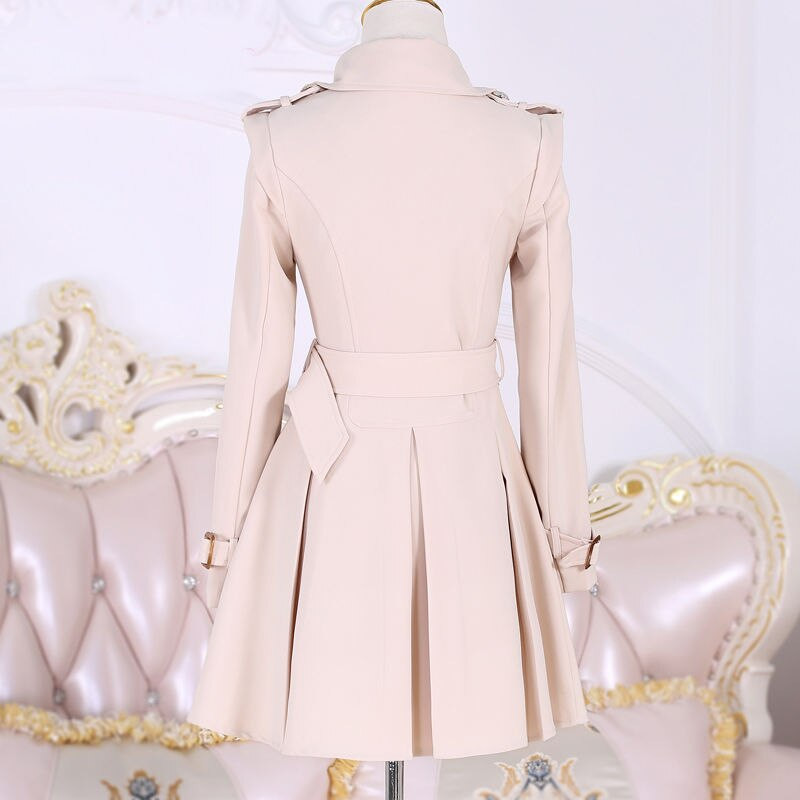 Sieviešu tranšeja 2022. gada pavasara rudens vējjaka smilškrāsas britu mētelis, plāns, jauns vienkrāsains