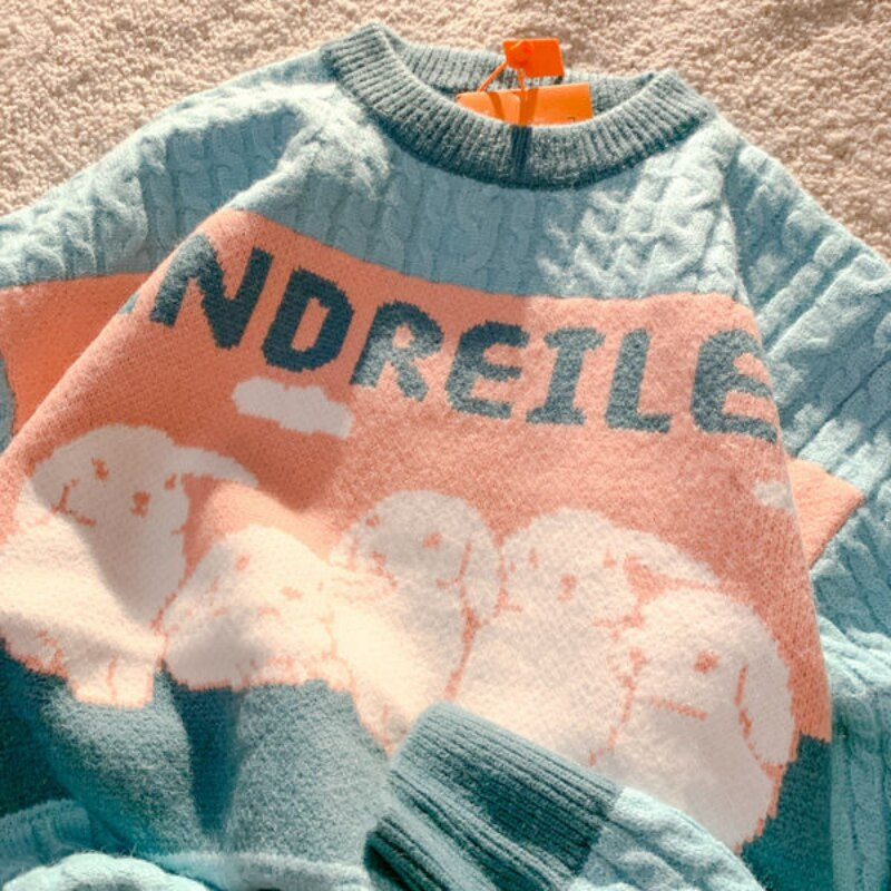 Crtani zečevi pulover ženski jesenski novi stil Japanski nježni slatki pulover u sveučilišnom stilu labavi slatki pulover za par