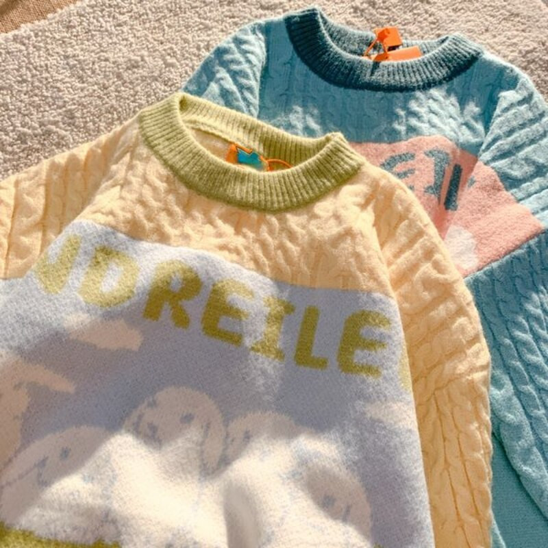 Crtani zečevi pulover ženski jesenski novi stil Japanski nježni slatki pulover u sveučilišnom stilu labavi slatki pulover za par