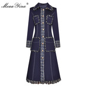 MoaaYina modna dizajnerica, duga vjetrovka, vjetrovka, jednoredno kopčanje, vjetrovka s resicama, dugih rukava