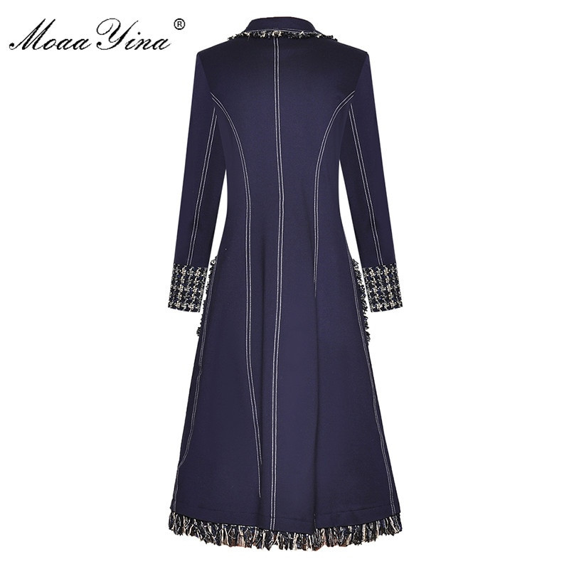 MoaaYina modna dizajnerica, duga vjetrovka, vjetrovka, jednoredno kopčanje, vjetrovka s resicama, dugih rukava