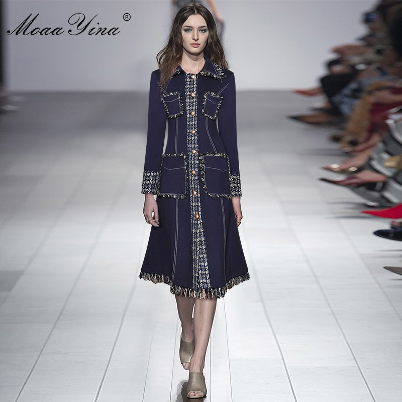 MoaaYina modna dizajnerica, duga vjetrovka, vjetrovka, jednoredno kopčanje, vjetrovka s resicama, dugih rukava