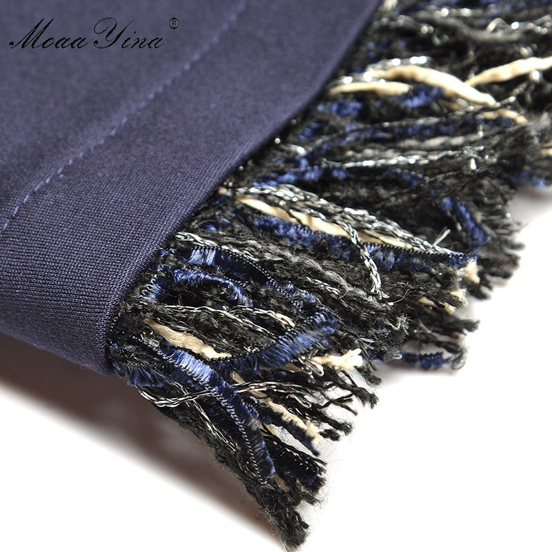 MoaaYina modna dizajnerica, duga vjetrovka, vjetrovka, jednoredno kopčanje, vjetrovka s resicama, dugih rukava