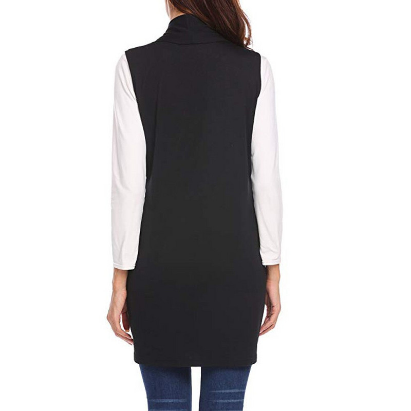 Elegantni barski ženski prsluk s džepovima s otvorenim šavom Kaput i jakna Nepravilna pletena majica bez rukava Kardigan Ženski Feminino Novo