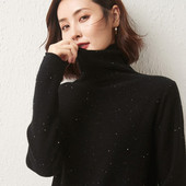 LONGMING Új női garbó 100% merinó gyapjú téli gyapjú pulóver pulóverek őszi női elegáns pulóverek pulóver tömör kötöttáru