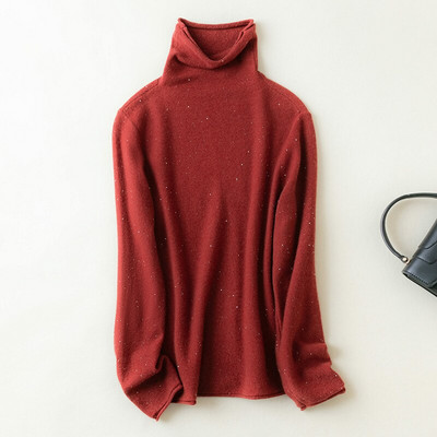 LONGMING Új női garbó 100% merinó gyapjú téli gyapjú pulóver pulóverek őszi női elegáns pulóverek pulóver tömör kötöttáru