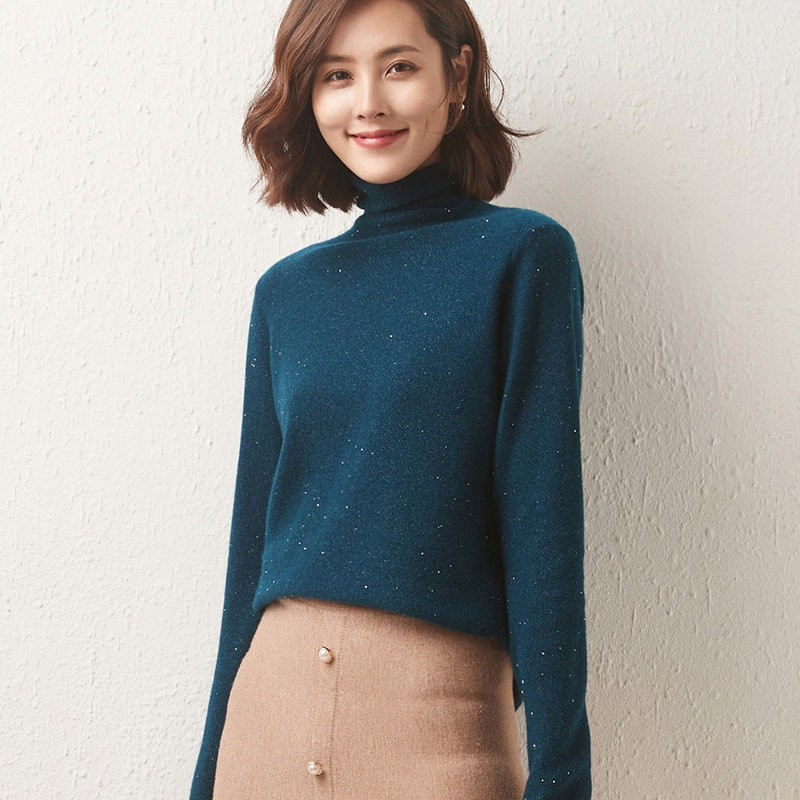 LONGMING Új női garbó 100% merinó gyapjú téli gyapjú pulóver pulóverek őszi női elegáns pulóverek pulóver tömör kötöttáru