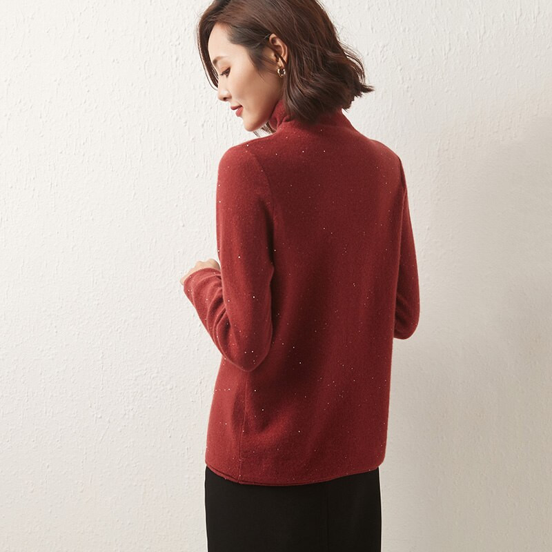 LONGMING Új női garbó 100% merinó gyapjú téli gyapjú pulóver pulóverek őszi női elegáns pulóverek pulóver tömör kötöttáru