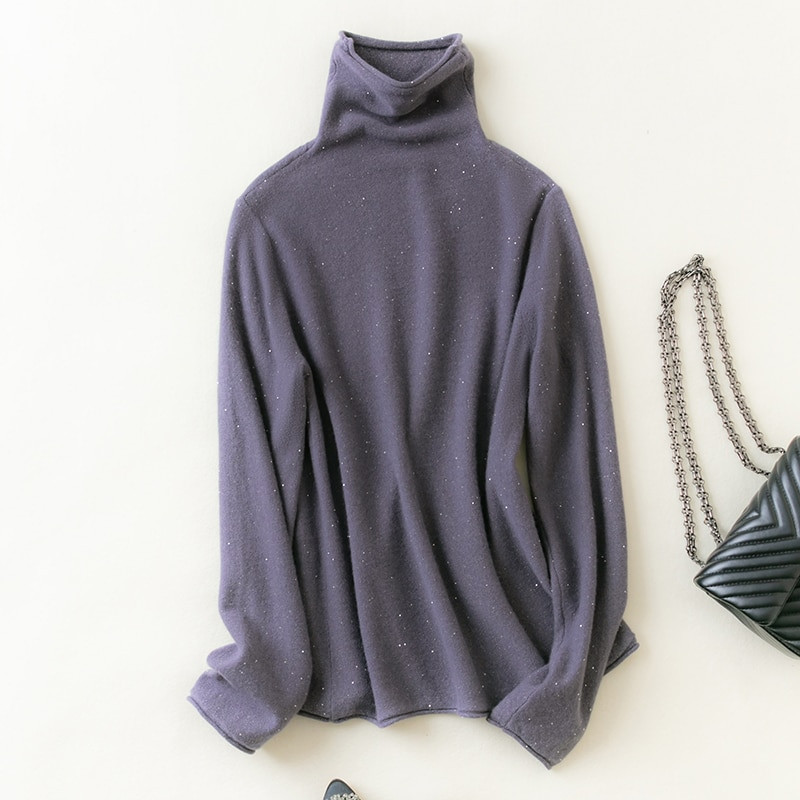 LONGMING Új női garbó 100% merinó gyapjú téli gyapjú pulóver pulóverek őszi női elegáns pulóverek pulóver tömör kötöttáru