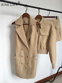 JŪNIJA LIPS 2022 Modes zīmola augstas kvalitātes jauna sieviešu bezpiedurkņu šalles apkakle haki krāsas teksturētas garās jakas vairumtirdzniecība