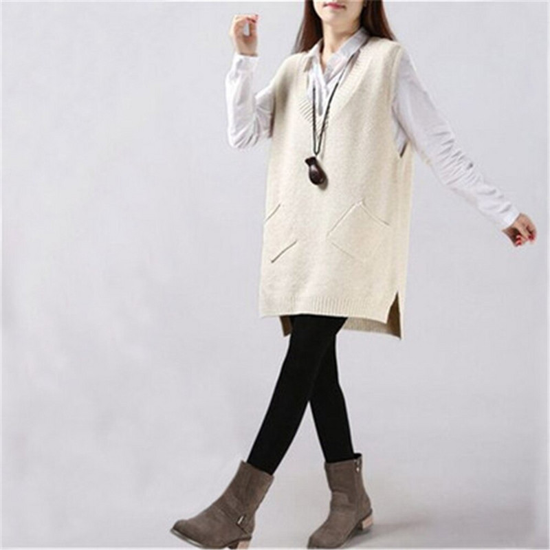 2021. Ženski pulover Jesen Zima Prsluk bez rukava V izrez Džepovi Pleteni prsluci Puloveri Prsluk Ženski džemper Pull Femme ZY5322