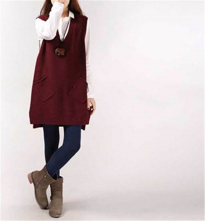 2021. Ženski pulover Jesen Zima Prsluk bez rukava V izrez Džepovi Pleteni prsluci Puloveri Prsluk Ženski džemper Pull Femme ZY5322