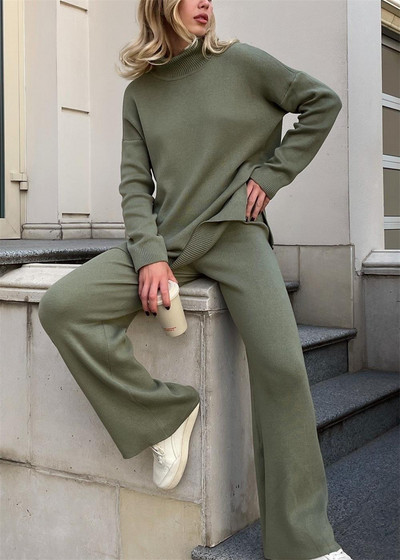 Ikdienas brīvi ziemas sieviešu trikotāžas džemperis ar apkakli