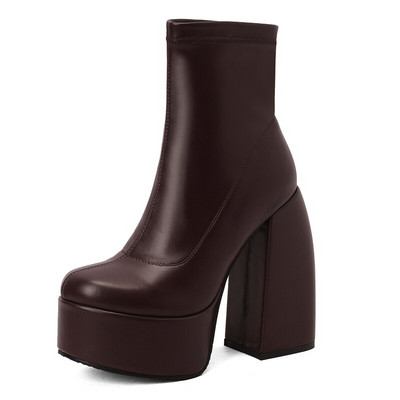 Χοντρό Πλατφόρμα Ελαστικά Μποτάκια Γυναικεία Φθινοπωρινά χειμερινά ψηλοτάκουνα γοτθικά παπούτσια Γυναικεία μαύρα μποτάκια