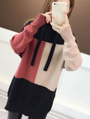 Rudens un ziemas jaunums 2022. gada modes topi ar garām piedurknēm ar kapuci, kontrastējoši sieviešu lielizmēra džemperis, brīvs, mīksts sieviešu trikotāžas džemperi