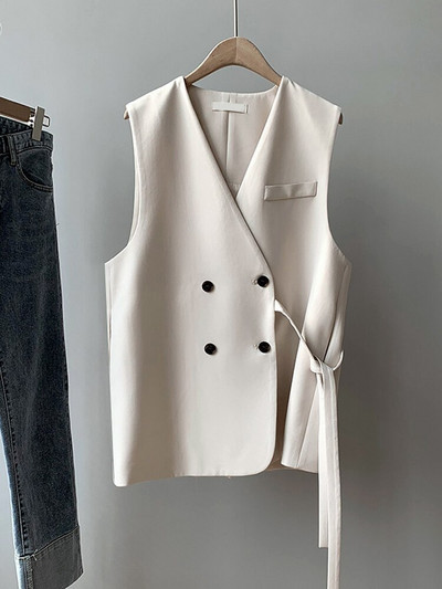 GOPLUS rudens veste sievietēm retro V veida kakla izgriezuma divrindu īsās vaļīgas vestes sievietēm Chalecos Para Mujer Kamizelka Damska C8261