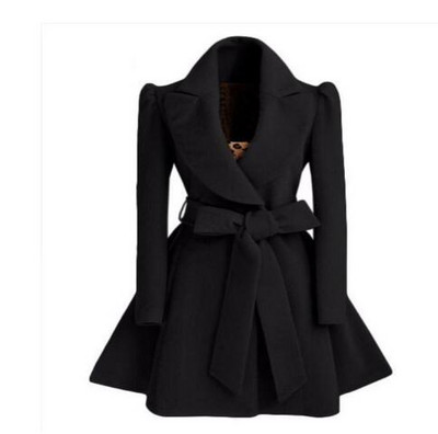 Κορεάτικο γυναικείο μάλλινο αντιανεμικό Μπουφάν πανωφόρι παλτό Κόκκινο XL φθινοπωρινό και χειμώνα μακρύ αντιανεμικό πανωφόρι μόδα παλτό