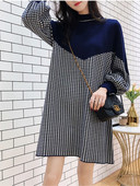 Trikotāžas kleitas ar garām piedurknēm Elegantas sieviešu kleitas ballītei 2022. gada rudens ziema, jaunas O veida kakla izgriezuma brīvi džemperi, sieviešu džemperi