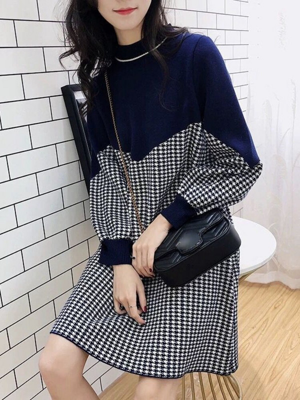 Trikotāžas kleitas ar garām piedurknēm Elegantas sieviešu kleitas ballītei 2022. gada rudens ziema, jaunas O veida kakla izgriezuma brīvi džemperi, sieviešu džemperi