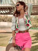 TRAF 2022 Γυναικείο φλοράλ εμπριμέ γιλέκο Vintage κέντημα αμάνικο γιλέκο casual απλό γυναικείο πανωφόρι κομψό τοπ