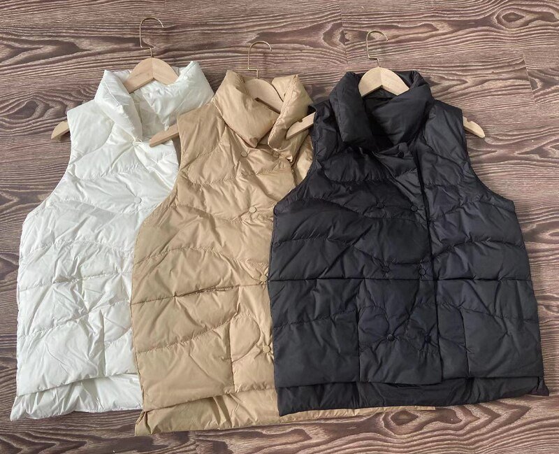 2022. gada jaunas sieviešu rudens ziemas dūnu vestes 90% balta pīļu dūnu jaka bez piedurknēm Sieviešu ikdienas īss mētelis sieviešu vestes mētelis