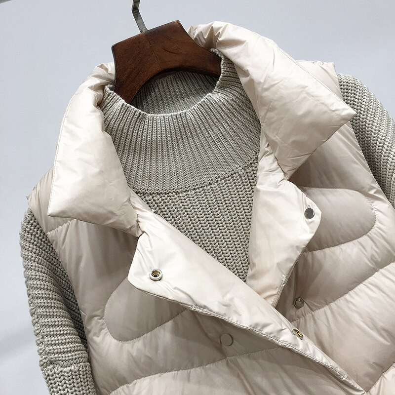 2022. gada jaunas sieviešu rudens ziemas dūnu vestes 90% balta pīļu dūnu jaka bez piedurknēm Sieviešu ikdienas īss mētelis sieviešu vestes mētelis