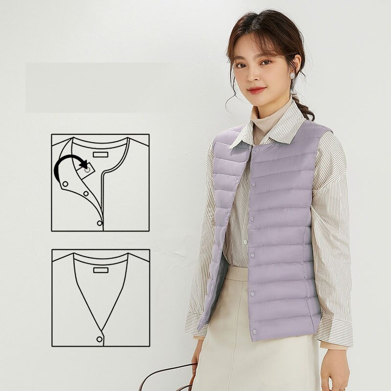 NewBang 90% matēta auduma sieviešu siltās vestes īpaši vieglas dūnu veste sieviešu veste Viegla, silta bezpiedurkņu ziemas odere