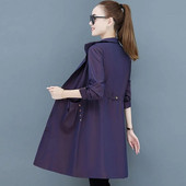 Sieviešu mētelis jauns vienrindas plāns vidēja garuma virsdrēbes Sieviešu vējjaka pavasara rudens pamata mēteļi Gabardina Mujer 5XL