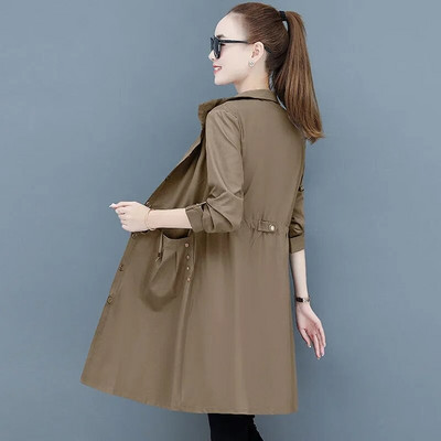 Sieviešu mētelis jauns vienrindas plāns vidēja garuma virsdrēbes Sieviešu vējjaka pavasara rudens pamata mēteļi Gabardina Mujer 5XL