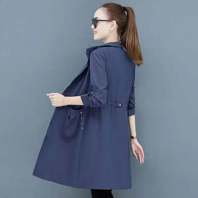 Sieviešu mētelis jauns vienrindas plāns vidēja garuma virsdrēbes Sieviešu vējjaka pavasara rudens pamata mēteļi Gabardina Mujer 5XL