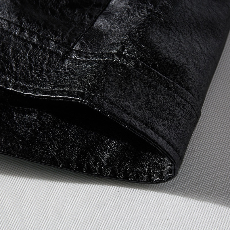 Ādas jaka Vīriešu ziemas flīsa motocikla PU ādas jaka vīriešu apkakles jaka ikdienas vējjaka ropa de hombre plāns mētelis