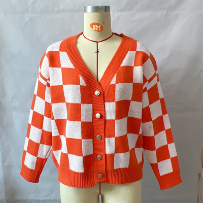 LAISIYI Biezie Džemperi Sieviešu Puloveri Y2k Apģērbi Rudens Ziemas Šaha galds Brīvi Garās Piedurknes Trikotāžas Džemperis Džemperi Sieviešu Džemperi