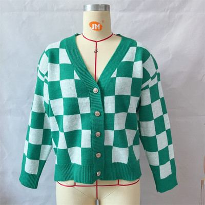 LAISIYI Biezie Džemperi Sieviešu Puloveri Y2k Apģērbi Rudens Ziemas Šaha galds Brīvi Garās Piedurknes Trikotāžas Džemperis Džemperi Sieviešu Džemperi