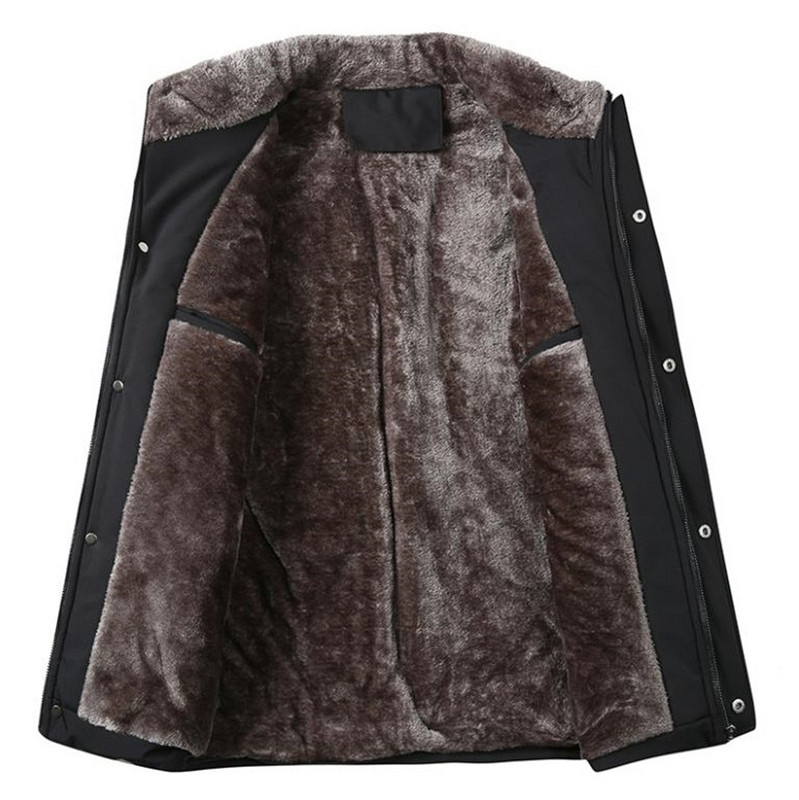 Ziemas vīriešu jaka silta flīsa biznesa ikdienas jaka statīvs apkakle Parker biezs mētelis -30 grādu silta kažokādas apkakle