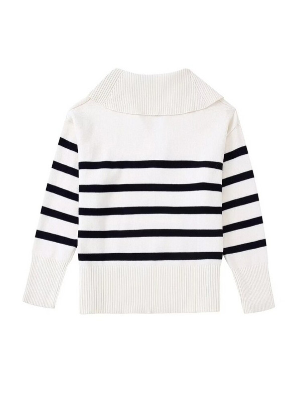 Sieviešu jūrnieku apkakle, svītrains, trikotāžas džemperis.