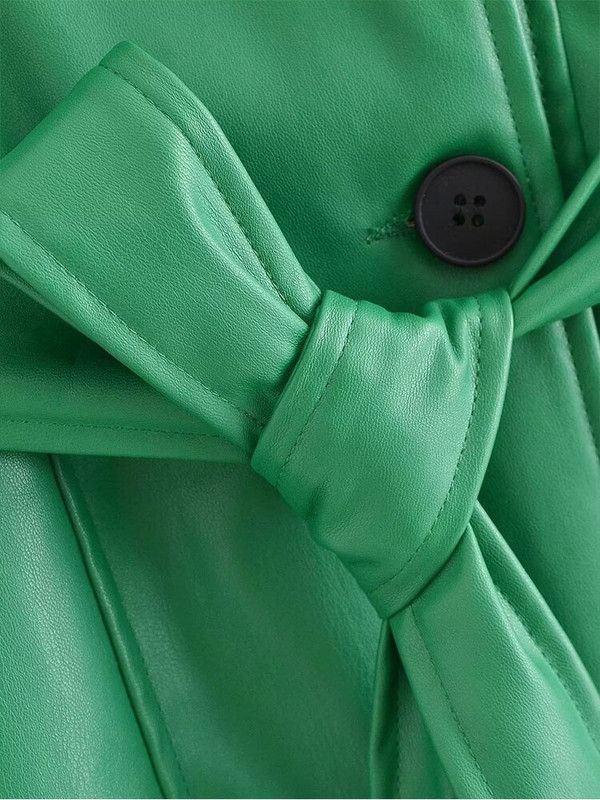 Sieviešu 2022. gada rudens, jauna modes PU mākslīgās ādas vējjaka, retro josta ar garām piedurknēm, sieviešu virsdrēbes, elegants mētelis