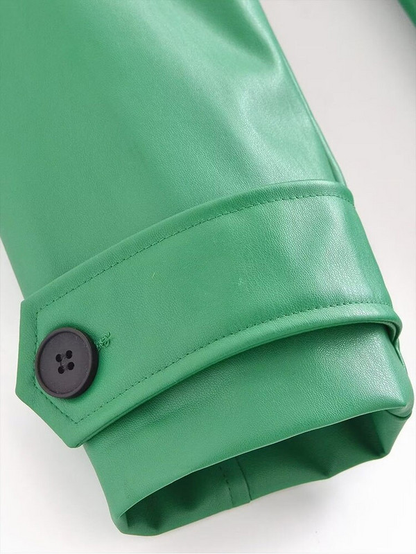 Sieviešu 2022. gada rudens, jauna modes PU mākslīgās ādas vējjaka, retro josta ar garām piedurknēm, sieviešu virsdrēbes, elegants mētelis