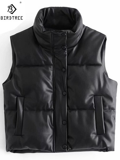 Jauns modes sieviešu melns silts mākslīgās ādas veste mētelis ikdienas jaka bez piedurknēm sieviešu kokvilnas īss ārējais apģērbs C10702Y