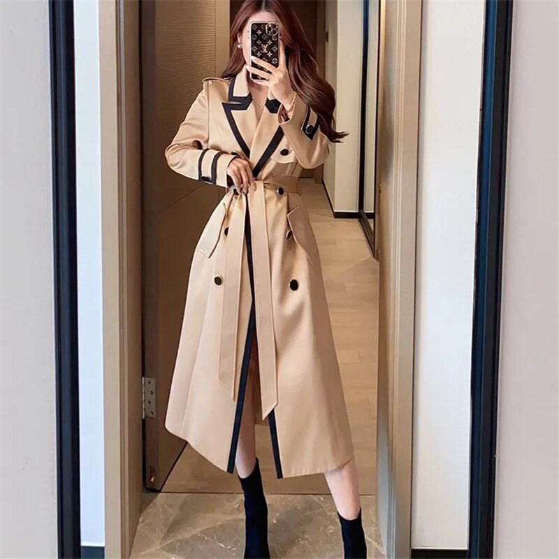 Ženski kaput Proljeće Jesen Vjetrovka Kaki jakna Ženski prošiveni vjetrootporni dugi ženski ogrtač Vrhunski prilagođeni kaput Novo