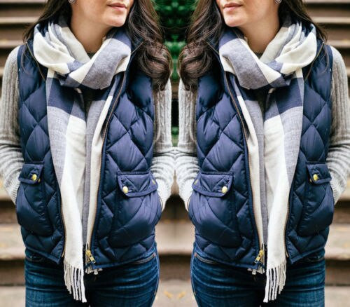 Νέο γυναικείο καπιτονέ φουσκωτό γιλέκο με φερμουάρ γιακά φουσκωτό Ζεστό παχύ γυναικείο παλτό