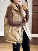 2022. gada rudens ziemas, kokvilnas polsterētas vestes, sieviešu stāva apkakle bez piedurknēm parka jaka sievietēm ikdienas silta, brīva, cieta veste