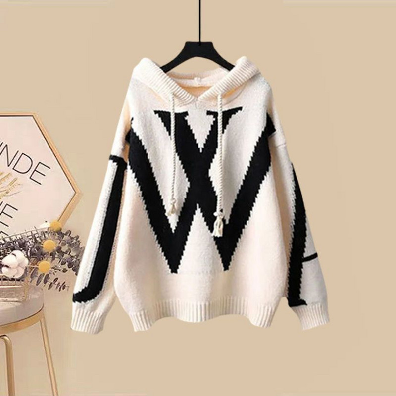 2023. gada jauns modes Klein Blue sieviešu džemperis W angļu burtu biezināts ar kapuci trikotāžas tops rudens/ziemas brīvs silts apģērbs