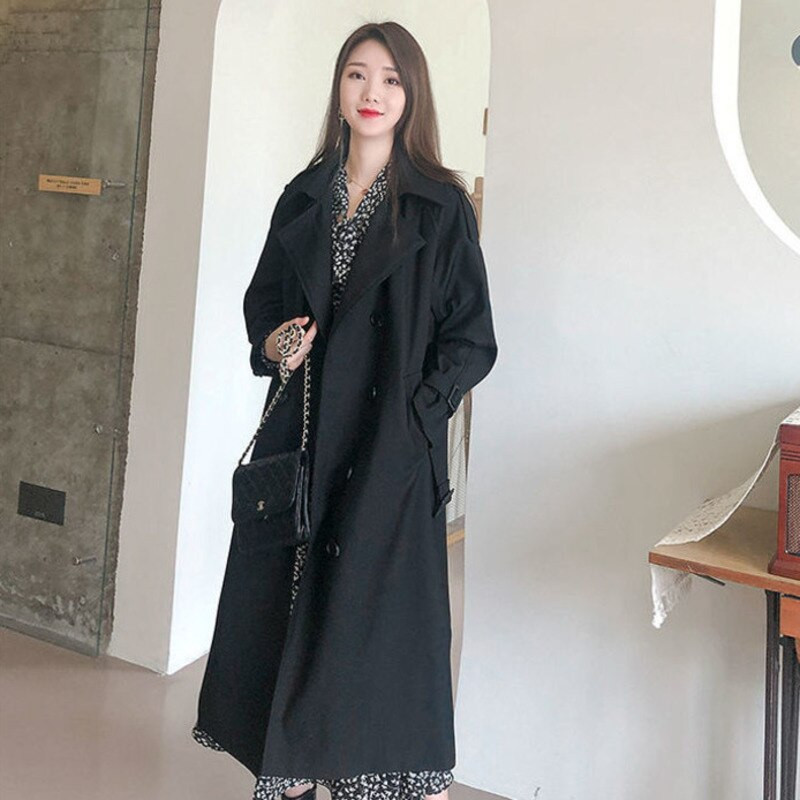 Sieviešu korejiešu versijas vējjaka, 2021. gada jauns rudens vidēja garuma mētelis sievietēm, brīvs modes mētelis, jostas mētelis