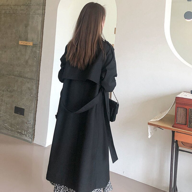 Sieviešu korejiešu versijas vējjaka, 2021. gada jauns rudens vidēja garuma mētelis sievietēm, brīvs modes mētelis, jostas mētelis