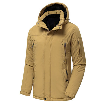 Muška zimska nova ležerna duga, debela topla kapa od flisa Vodootporna parka jakna Kaput Muška gornja odjeća Modna parka s džepovima Muški