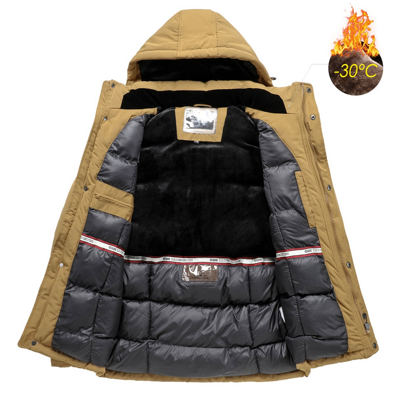 Muška zimska nova ležerna duga, debela topla kapa od flisa Vodootporna parka jakna Kaput Muška gornja odjeća Modna parka s džepovima Muški