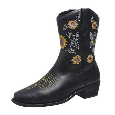 Ολοκαίνουργια 2022 Φθινοπωρινές ροζ δυτικές μπότες καουμπόισσας μόδας Κομψές γυναικείες μπότες που περπατούν Άνετα ροζ γυναικεία παπούτσια