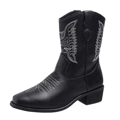 Ολοκαίνουργια 2022 Φθινοπωρινές ροζ δυτικές μπότες καουμπόισσας μόδας Κομψές γυναικείες μπότες που περπατούν Άνετα ροζ γυναικεία παπούτσια