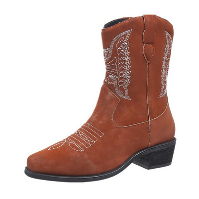 Ολοκαίνουργια 2022 Φθινοπωρινές ροζ δυτικές μπότες καουμπόισσας μόδας Κομψές γυναικείες μπότες που περπατούν Άνετα ροζ γυναικεία παπούτσια