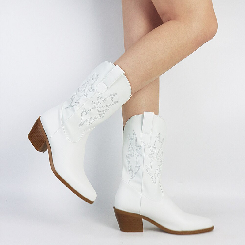 Ολοκαίνουργια 2022 Φθινοπωρινές ροζ δυτικές μπότες καουμπόισσας μόδας Κομψές γυναικείες μπότες που περπατούν Άνετα ροζ γυναικεία παπούτσια